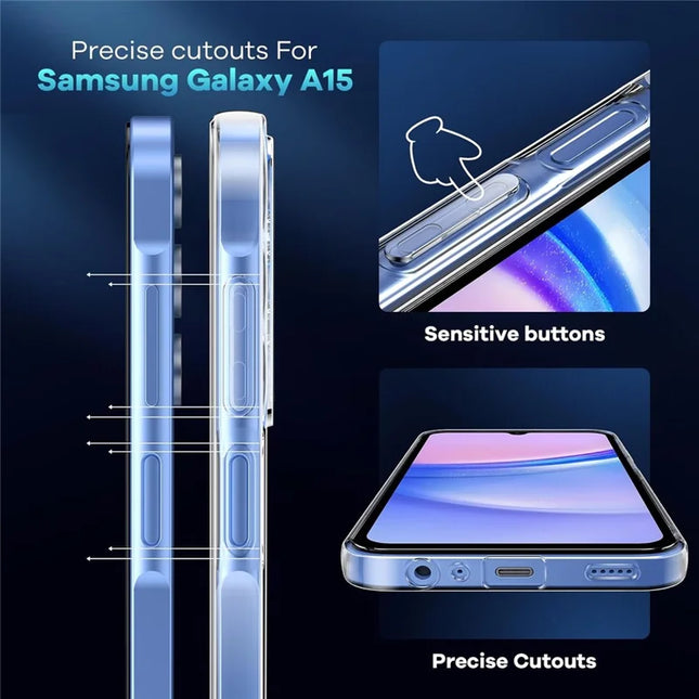 For Samsung Galaxy A36 5G Case TPU Clear Phone Cover + 2PCS Tempered Glass Screen Film 2.5D Arc Edge