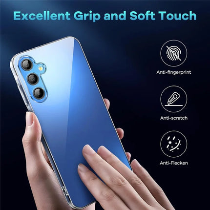 For Samsung Galaxy A36 5G Case TPU Clear Phone Cover + 2PCS Tempered Glass Screen Film 2.5D Arc Edge
