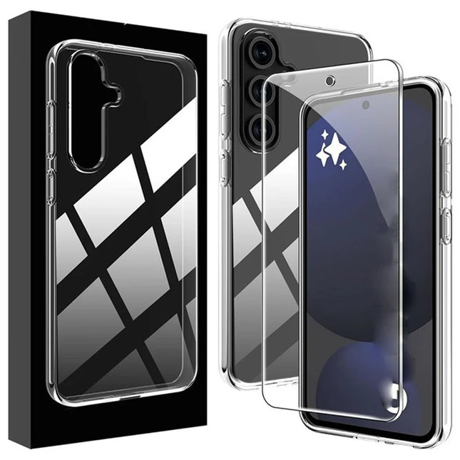 For Samsung Galaxy A36 5G Clear TPU Anti-Scratch Phone Case + 2.5D Arc Edge Screen Protector