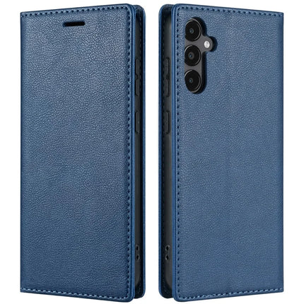 For Samsung Galaxy A26 5G Wallet Case Magnetic Closure PU Leather Phone Cover - Blue
