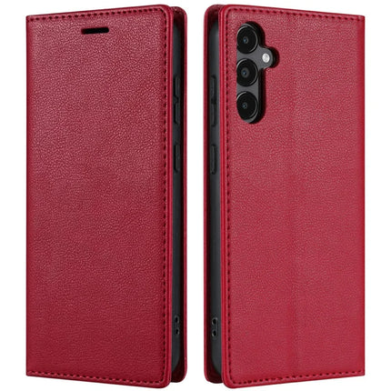 For Samsung Galaxy A26 5G Wallet Case Magnetic Closure PU Leather Phone Cover - Red