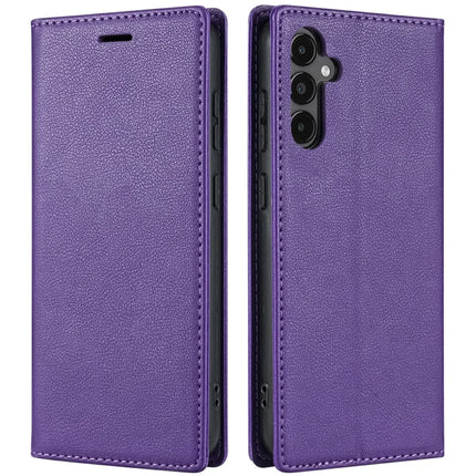 For Samsung Galaxy A26 5G Wallet Case Magnetic Closure PU Leather Phone Cover - Purple