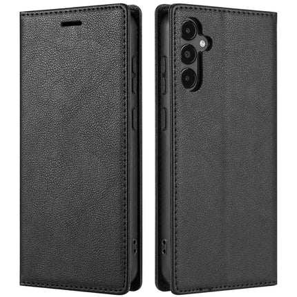 For Samsung Galaxy A56 5G Wallet Case Magnetic Closure PU Leather Phone Cover - Black