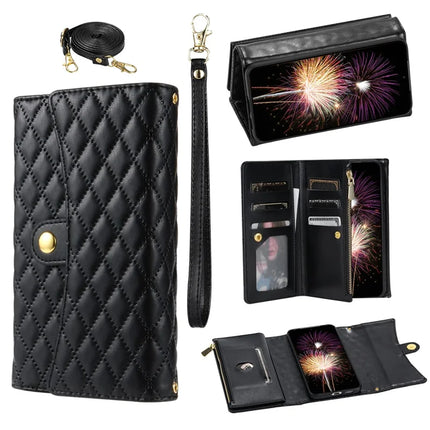 BKS-002 For Samsung Galaxy A36 5G Wallet Case PU Leather Stand Phone Cover with Shoulder Strap - Black