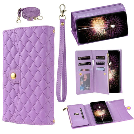 BKS-002 For Samsung Galaxy A16 5G  /  4G Wallet Case PU Leather Stand Phone Cover with Shoulder Strap - Purple
