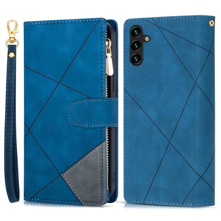 For Samsung Galaxy A36 5G Wallet Case Color Splicing Leather Phone Cover with Stand - Blue