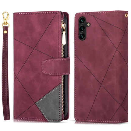 For Samsung Galaxy A36 5G Wallet Case Color Splicing Leather Phone Cover with Stand - Red