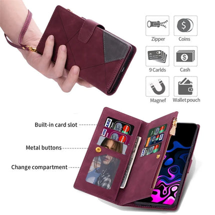 For Samsung Galaxy A36 5G Wallet Case Color Splicing Leather Phone Cover with Stand