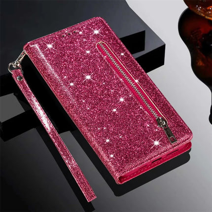 For Samsung Galaxy A36 5G Stand Case Glitter Phone Leather Cover Zipper Pocket