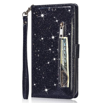 For Samsung Galaxy A36 5G Stand Case Glitter Phone Leather Cover Zipper Pocket