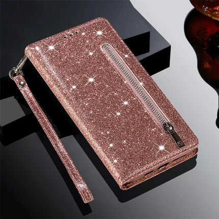 For Samsung Galaxy A36 5G Stand Case Glitter Phone Leather Cover Zipper Pocket