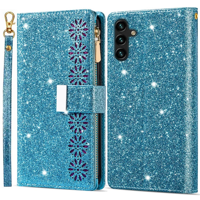 For Samsung Galaxy A26 5G Case Starry Sky Carving Leather Wallet Phone Cover - Blue