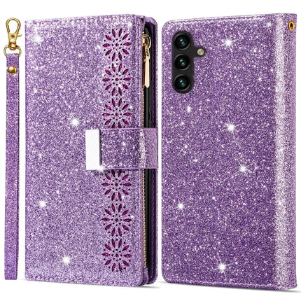 For Samsung Galaxy A26 5G Case Starry Sky Carving Leather Wallet Phone Cover - Purple