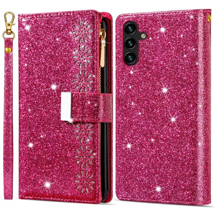 For Samsung Galaxy A26 5G Case Starry Sky Carving Leather Wallet Phone Cover - Rose