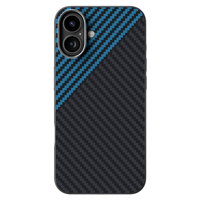 ABEEL For iPhone 16 Case Compatible with MagSafe Carbon Fiber Texture Back Cover - Black  /  Blue