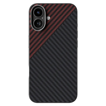 ABEEL For iPhone 16 Case Compatible with MagSafe Carbon Fiber Texture Back Cover - Black  /  Red