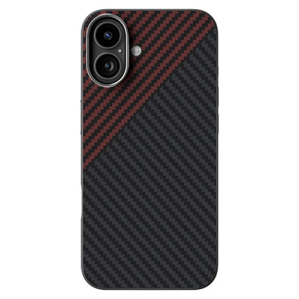 ABEEL For iPhone 16 Plus Case Compatible with MagSafe Carbon Fiber Texture Back Cover - Black  /  Red