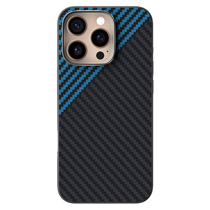 ABEEL For iPhone 16 Pro Case Compatible with MagSafe Carbon Fiber Texture Back Cover - Black  /  Blue