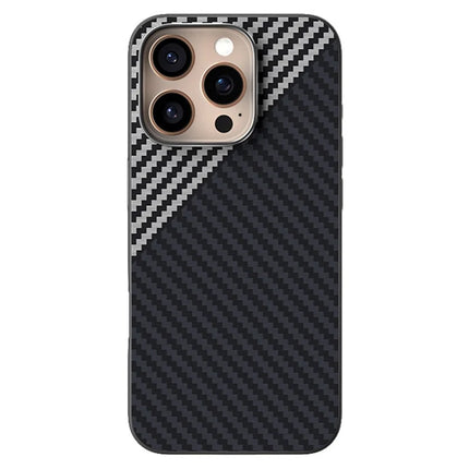 ABEEL For iPhone 16 Pro Case Compatible with MagSafe Carbon Fiber Texture Back Cover - Black  /  Silver