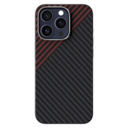 ABEEL For iPhone 15 Pro Case Compatible with MagSafe Carbon Fiber Texture Back Cover - Black  /  Red