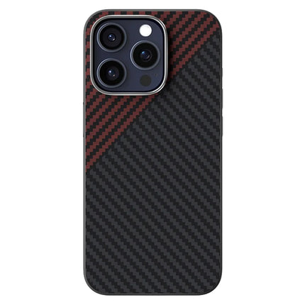 ABEEL For iPhone 15 Pro Max Case Compatible with MagSafe Carbon Fiber Texture Back Cover - Black  /  Red