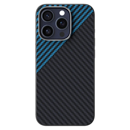 ABEEL For iPhone 15 Pro Max Case Compatible with MagSafe Carbon Fiber Texture Back Cover - Black  /  Blue