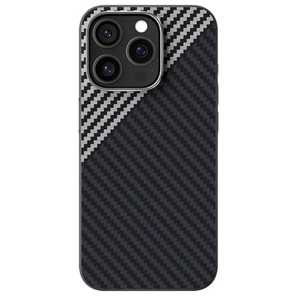 ABEEL For iPhone 14 Pro Case Compatible with MagSafe Carbon Fiber Texture Back Cover - Black  /  Silver