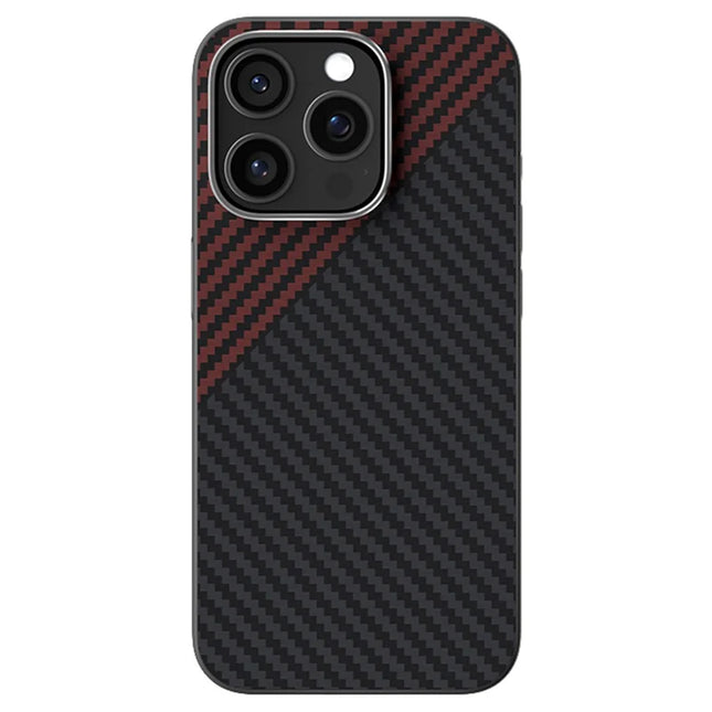 ABEEL For iPhone 14 Pro Max Case Compatible with MagSafe Carbon Fiber Texture Back Cover - Black  /  Red