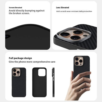 ABEEL For iPhone 14 Pro Max Case Compatible with MagSafe Carbon Fiber Texture Back Cover