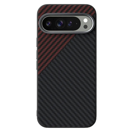 ABEEL For Google Pixel 9 / Pixel 9 Pro Case Compatible with MagSafe Carbon Fiber Texture Back Cover - Black  /  Red