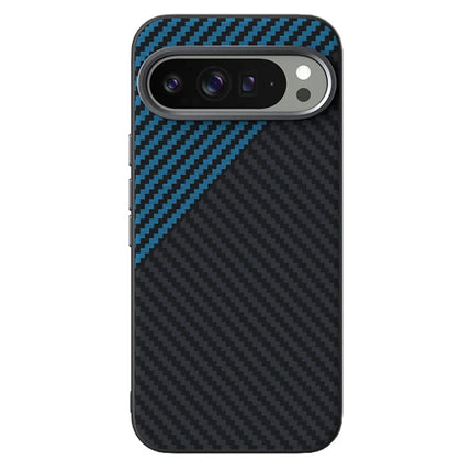 ABEEL For Google Pixel 9 Pro XL Case Compatible with MagSafe Carbon Fiber Texture Back Cover - Black  /  Blue