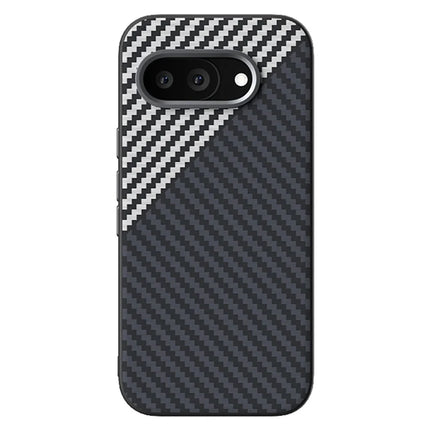 ABEEL For Google Pixel 9a Case Compatible with MagSafe Carbon Fiber Texture Back Cover - Black  /  Silver