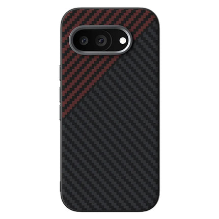 ABEEL For Google Pixel 9a Case Compatible with MagSafe Carbon Fiber Texture Back Cover - Black  /  Red