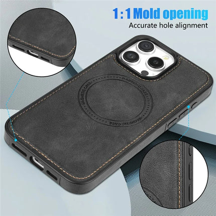 CSJ-P3 For iPhone 16 Pro Case Compatible with MagSafe PC+TPU+Leather Back Cover