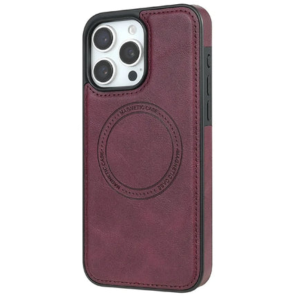 CSJ-P3 For iPhone 16 Pro Max Case Compatible with MagSafe PC+TPU+Leather Back Cover