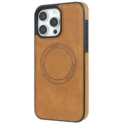 CSJ-P3 For iPhone 16 Pro Max Case Compatible with MagSafe PC+TPU+Leather Back Cover