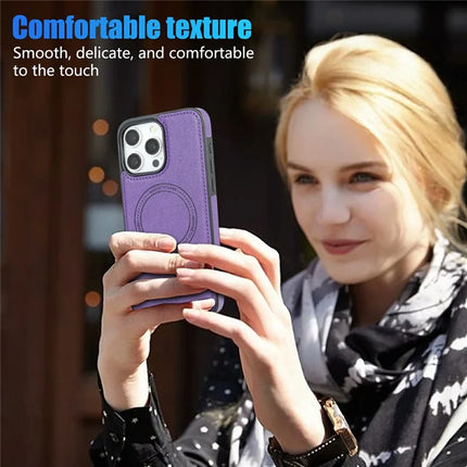 CSJ-P3 For iPhone 16 Pro Max Case Compatible with MagSafe PC+TPU+Leather Back Cover