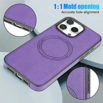 CSJ-P3 For iPhone 16 Pro Max Case Compatible with MagSafe PC+TPU+Leather Back Cover