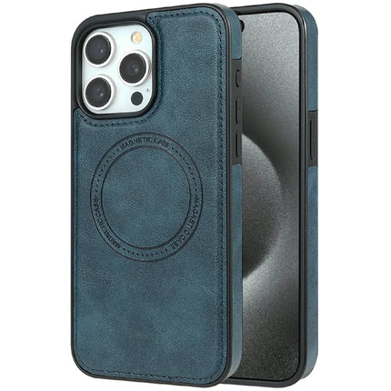 CSJ-P3 For iPhone 16 Pro Max Case Compatible with MagSafe PC+TPU+Leather Back Cover - Blue