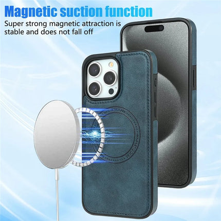 CSJ-P3 For iPhone 16 Pro Max Case Compatible with MagSafe PC+TPU+Leather Back Cover
