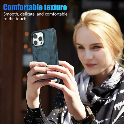 CSJ-P3 For iPhone 16 Pro Max Case Compatible with MagSafe PC+TPU+Leather Back Cover