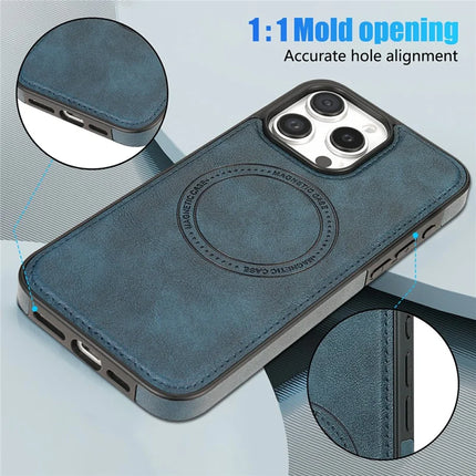 CSJ-P3 For iPhone 16 Pro Max Case Compatible with MagSafe PC+TPU+Leather Back Cover