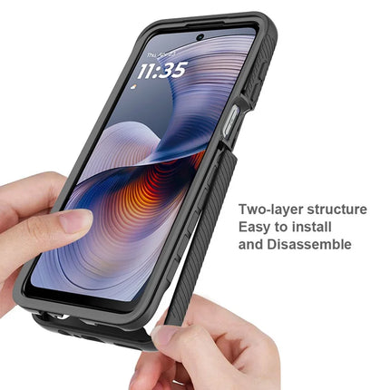 For Motorola Moto G55 5G Case PC+TPU Phone Clear Back Cover with PET Screen Film