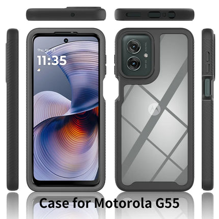For Motorola Moto G55 5G Case PC+TPU Phone Clear Back Cover with PET Screen Film