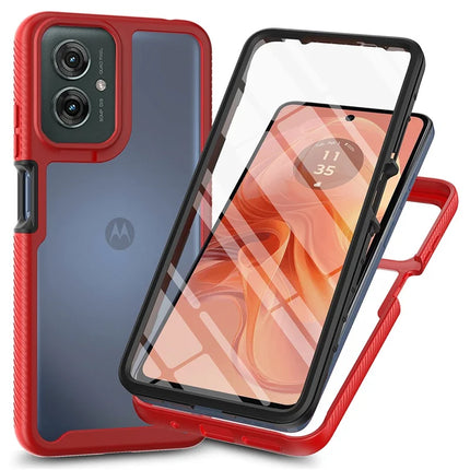 For Motorola Moto G55 5G Case PC+TPU Phone Clear Back Cover with PET Screen Film - Red