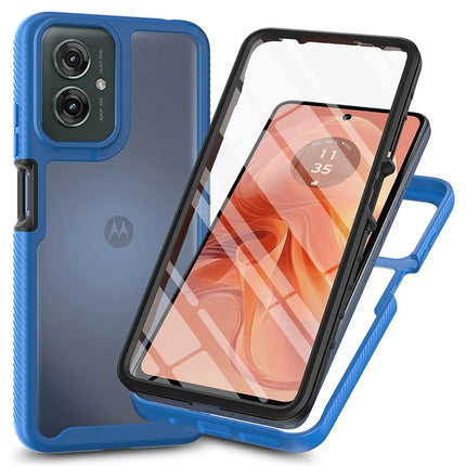 For Motorola Moto G55 5G Case PC+TPU Phone Clear Back Cover with PET Screen Film - Sapphire