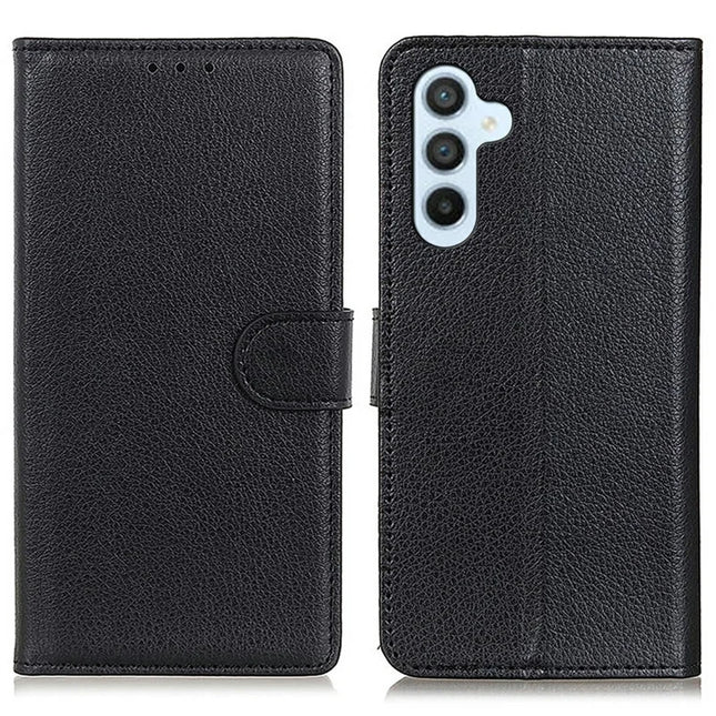 For Samsung Galaxy A26 5G Wallet Case PU Leather Phone Cover Litchi Texture - Black