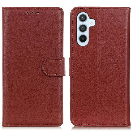 For Samsung Galaxy A26 5G Wallet Case PU Leather Phone Cover Litchi Texture - Brown