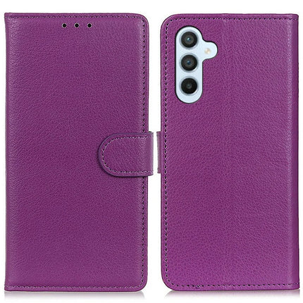 For Samsung Galaxy A26 5G Wallet Case PU Leather Phone Cover Litchi Texture - Purple