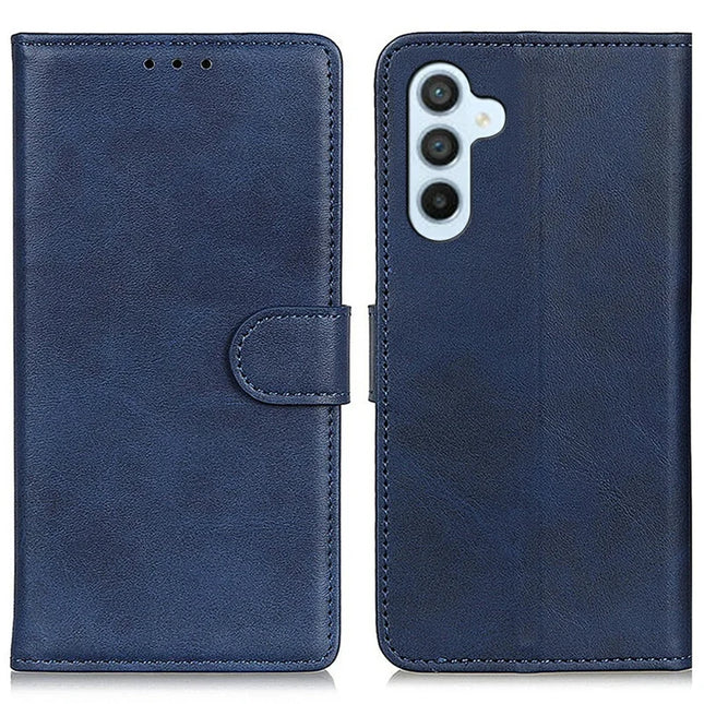 For Samsung Galaxy A26 5G Stand Wallet Case Cowhide Texture Leather Phone Cover - Blue